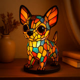 Vitrázsos Chihuahua lámpa