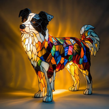 Border Collie mintás üvegfestmény lámpa