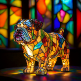 Színes üvegből készült Bulldog lámpa