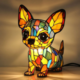 Vitrázsos Chihuahua lámpa
