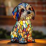 Vitrázsos Shih Tzu kölyök lámpa